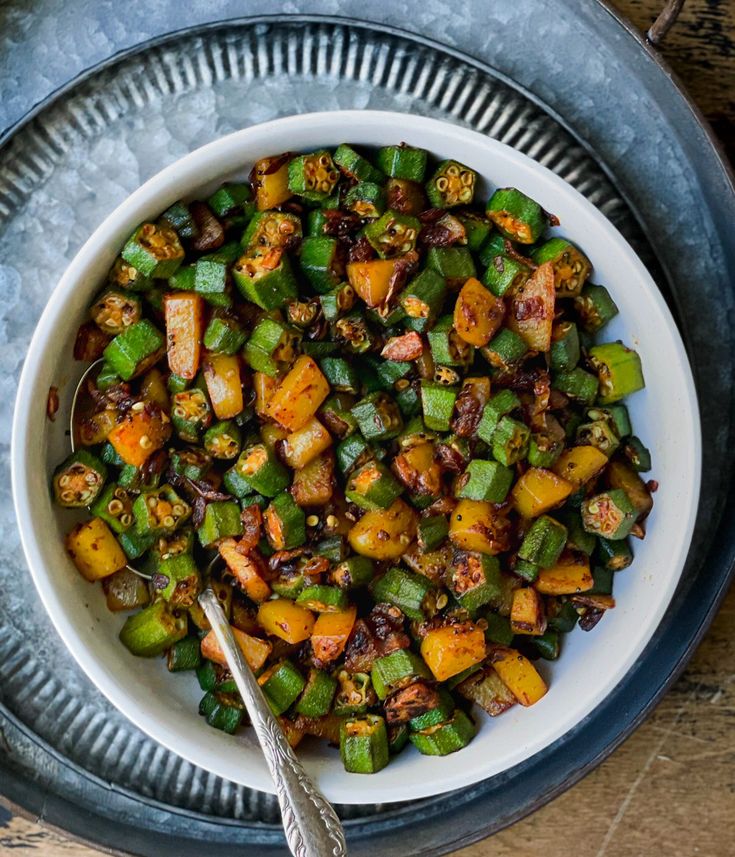 Bhinda Bateta Nu Shaak _ Aloo Bhindi - The Whisk Addict - Easy Recipes With A Kick Of Spice